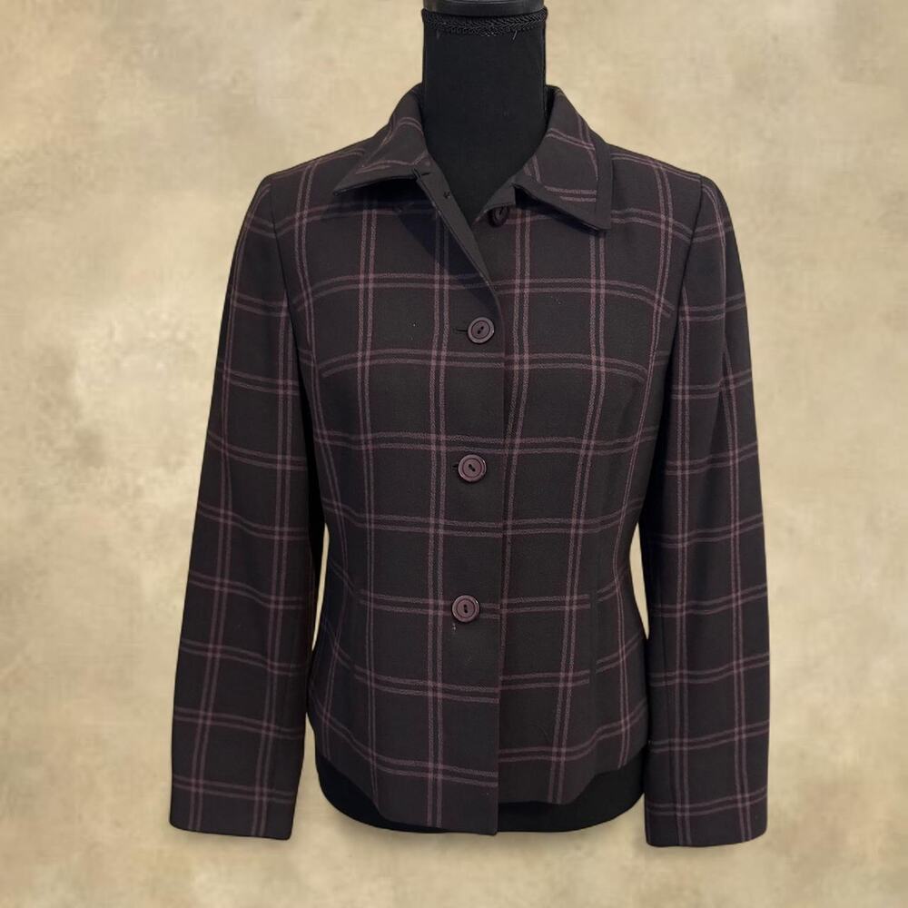 Kasper plaid blazer with button